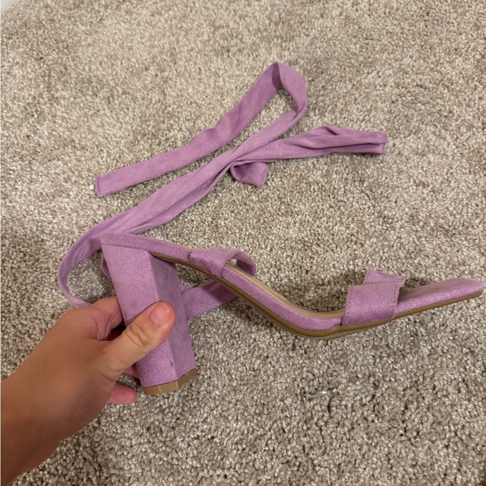 purple lace up heels